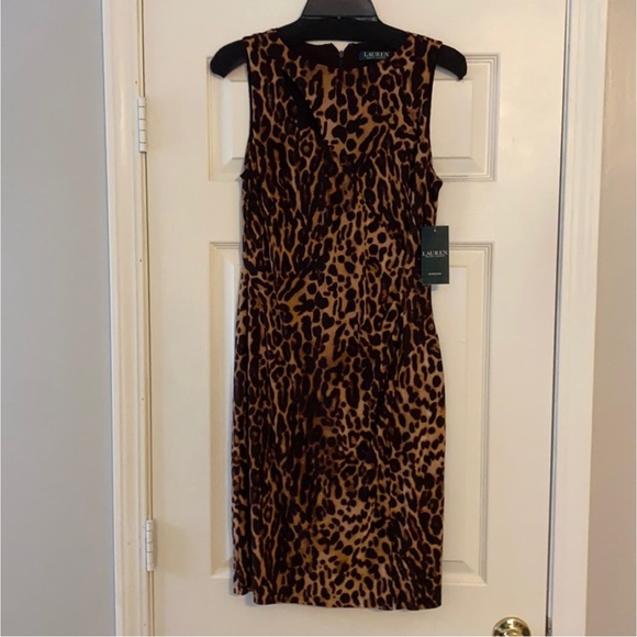 Ralph Lauren Leopard Print Keyhole Midi Dress - Picture 8 of 8